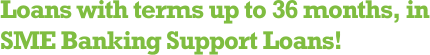 Loans with terms up to 36 months, in SME Banking Support Loans!