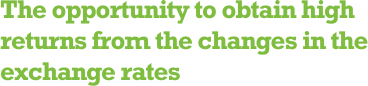 The opportunity to obtain high returns from the changes in the exchange rates